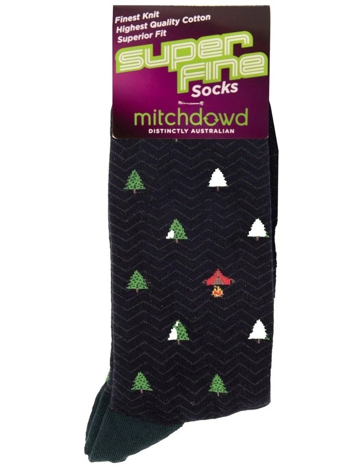 Pines Super Fine Cotton Crew Socks in Navy