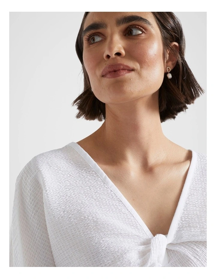 Textured Cotton Twist Top in Whisper White