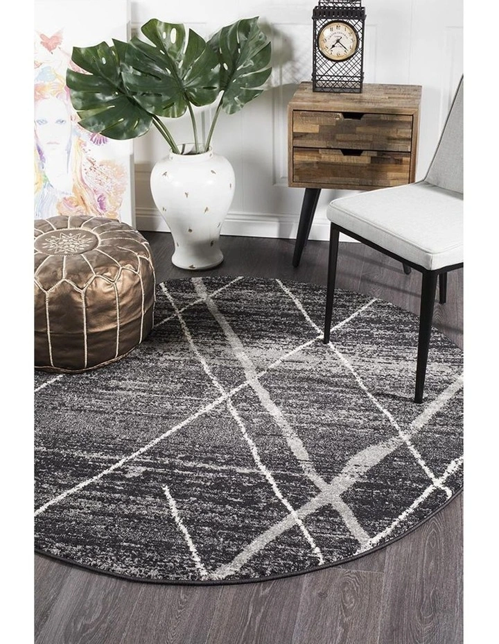 Oasis Noah Charcoal Contemporary Round Rug