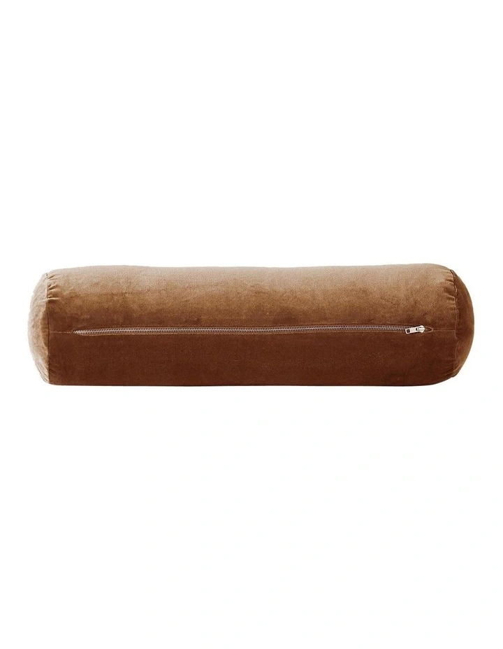 Luxury Velvet Bolster Cushion in Tobacco
