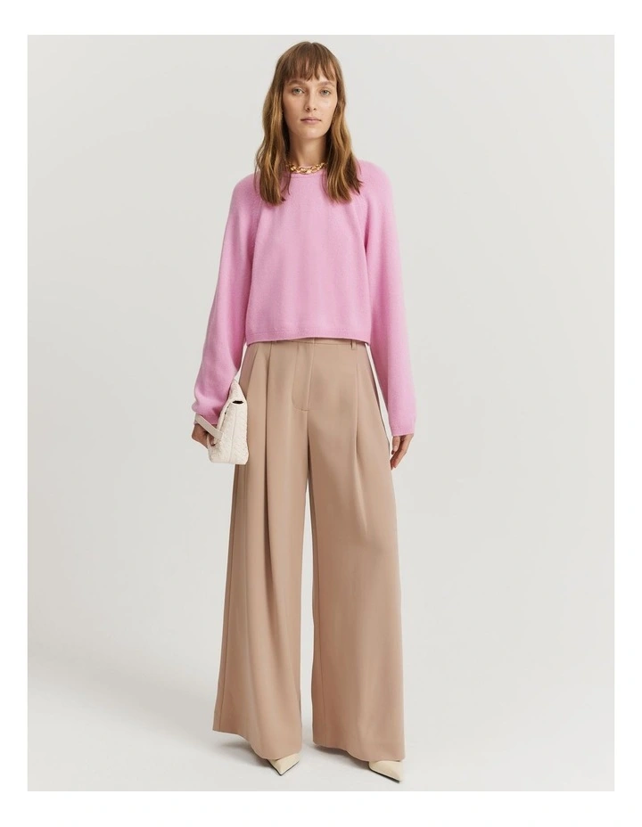 Gcs-certified Cashmere Blend Crop Knit in Rosetta