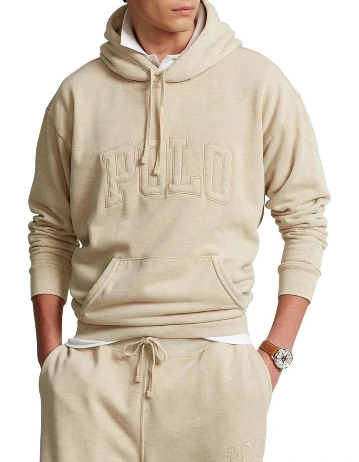 Big Fit Logo Over Dyed Fleece Hoodie in Beige