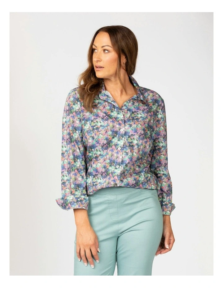 Floral Impression Long Sleeve Liberty Shirt in Multi