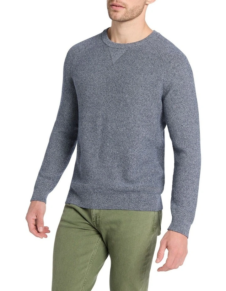 Chris Seed Stitch Knit in Navy/White
