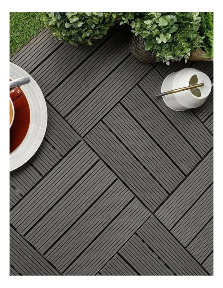 Garden Wooden Decking Tiles 11 Pieces in Grey
