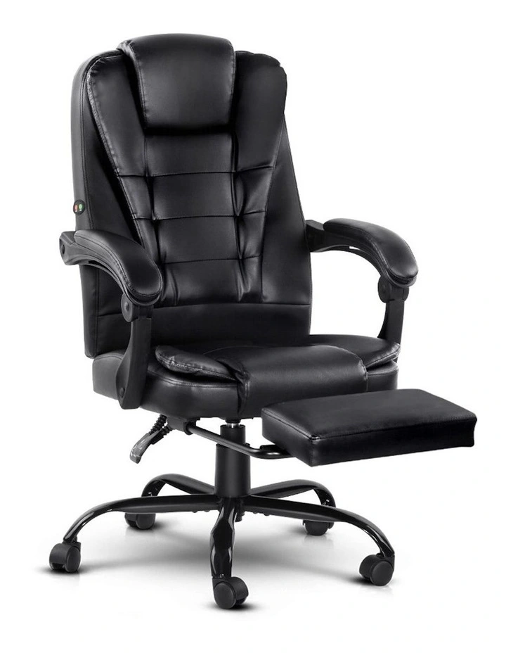 PU Leather 2 Point Massage Office Chair in Black