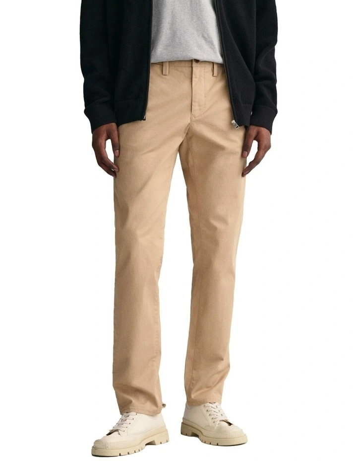 Slim Fit Twill Chinos in Dark Khaki