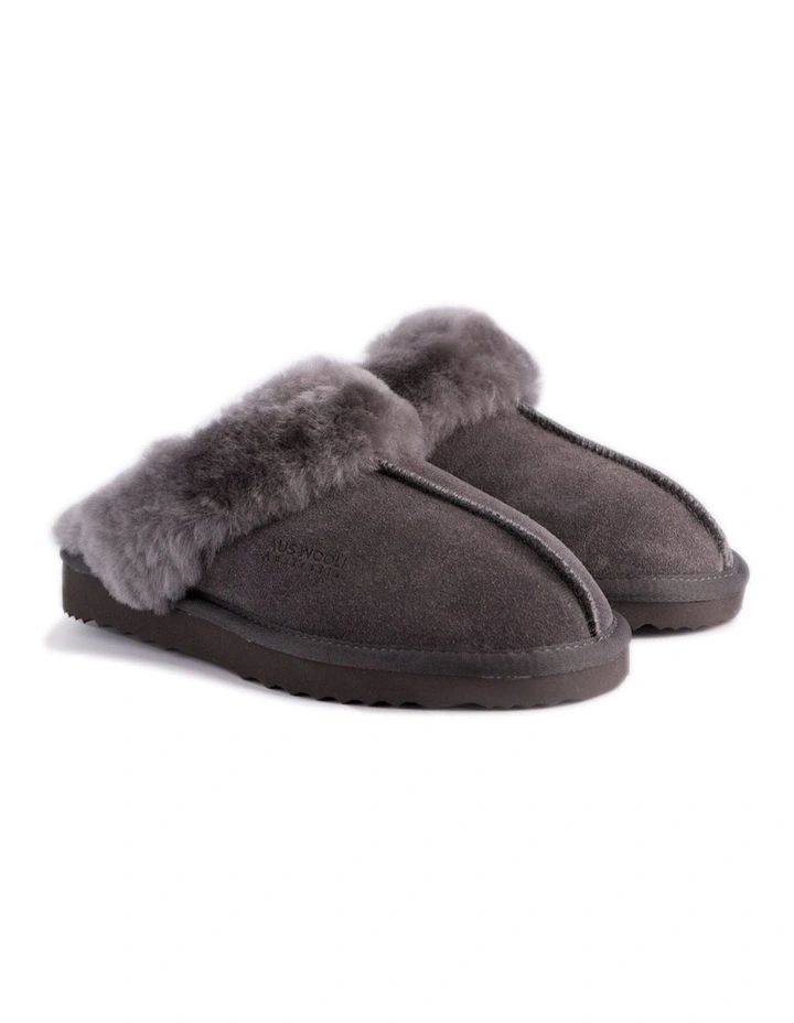 Sheepskin Wool Sydney Slippers in Dark Grey
