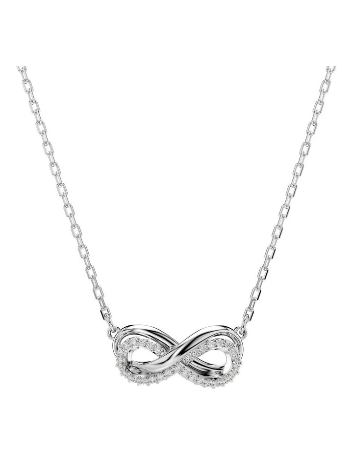 Hyperbola Pave Infinity Rhodium Plated Pendant in White