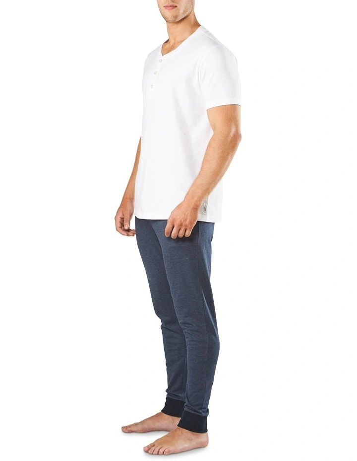 Henley Short Sleeve Sleep Tee in White