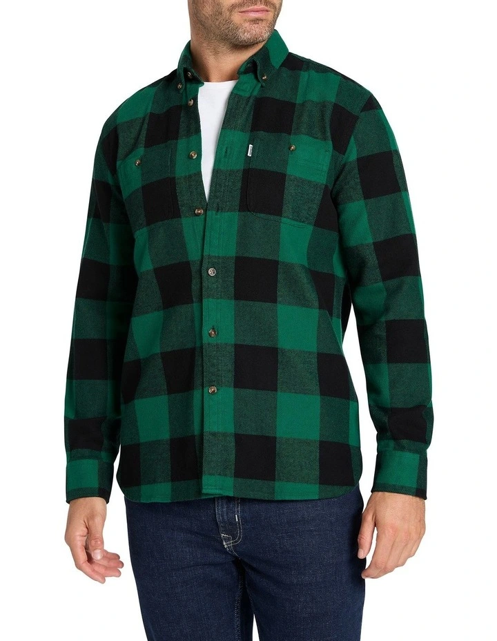 Check Behind You Long Sleeve Shirt in Emerald Check