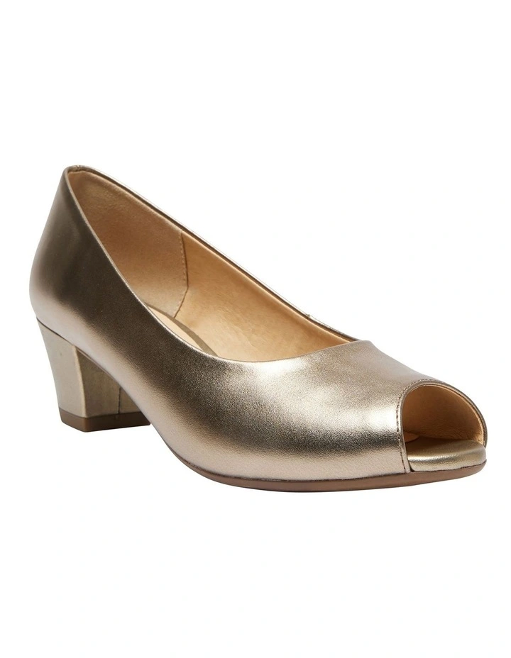 Hilary Heeled Shoes in Pewter Metallic Leather