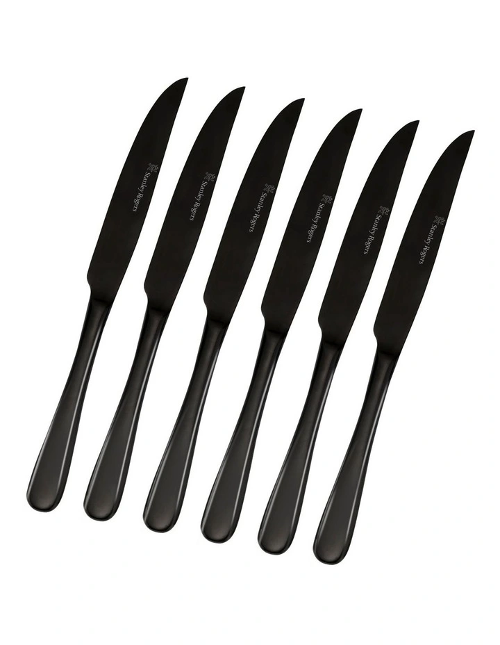 Albany Onyx Steak Knife 6 Piece Set in Black