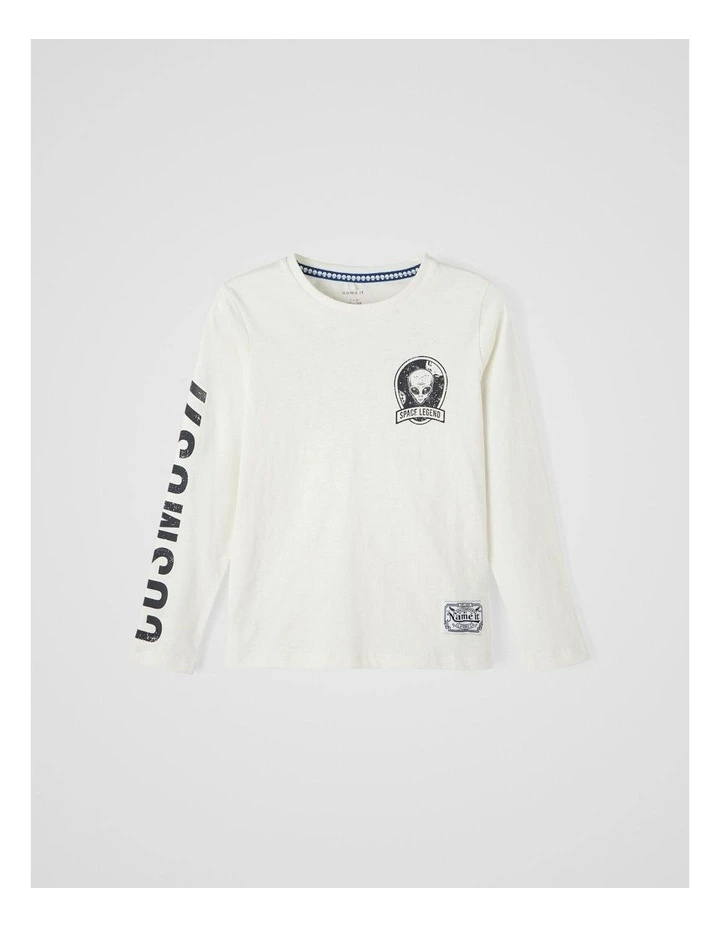 Onob Printed Long Sleeve Top in White Alyssum