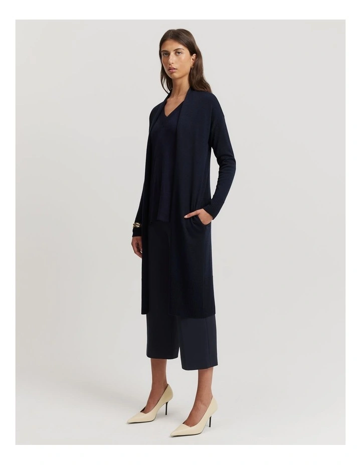 Verified Australian Merino Wool Cardigan in Navy Marle