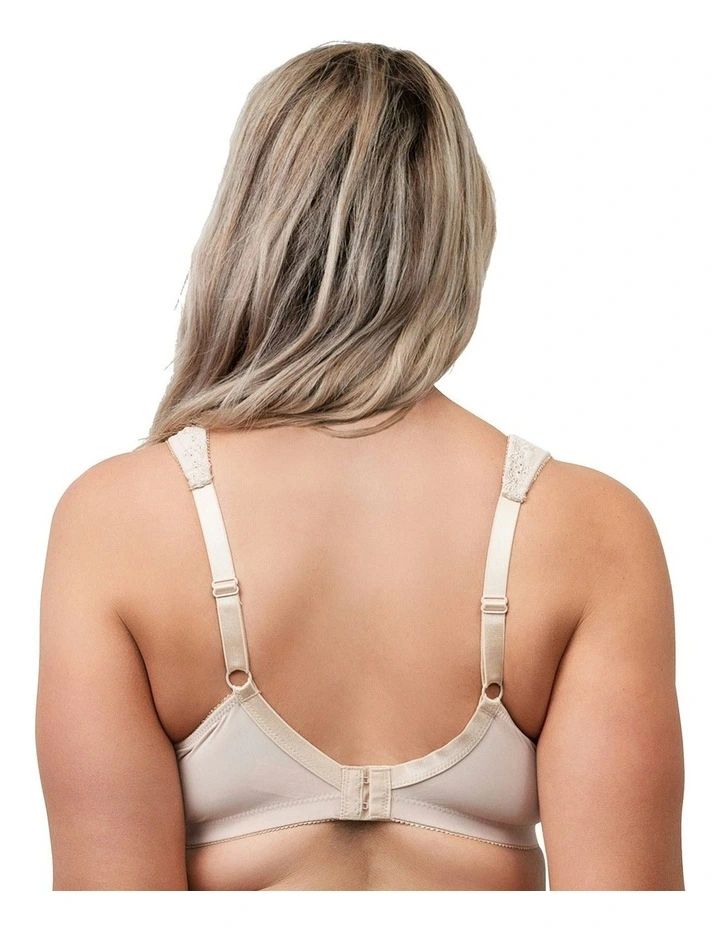 Comfortable Wide Strap Wirefree Bra Plus Size in Light Beige
