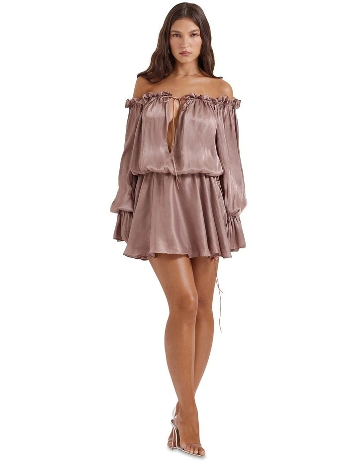 Chaya Off Shoulder Dress in Hazelnut
