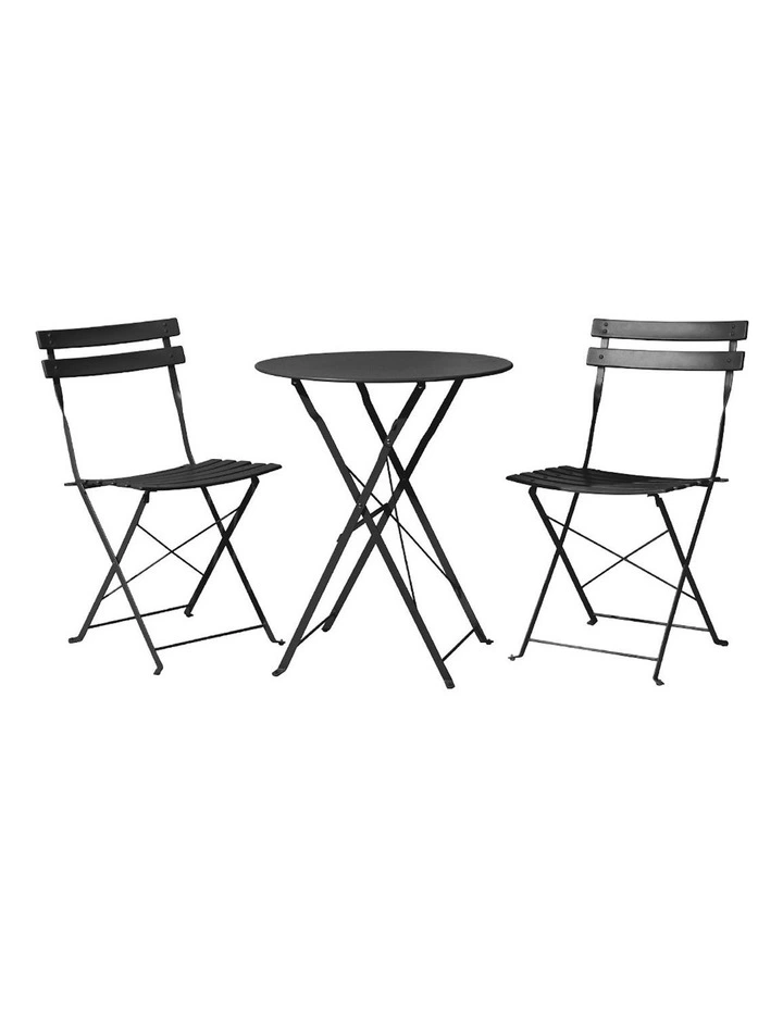 Gradeon 3PC Outdoor Bistro Set Steel Table and Chairs Patio Furniture in Black