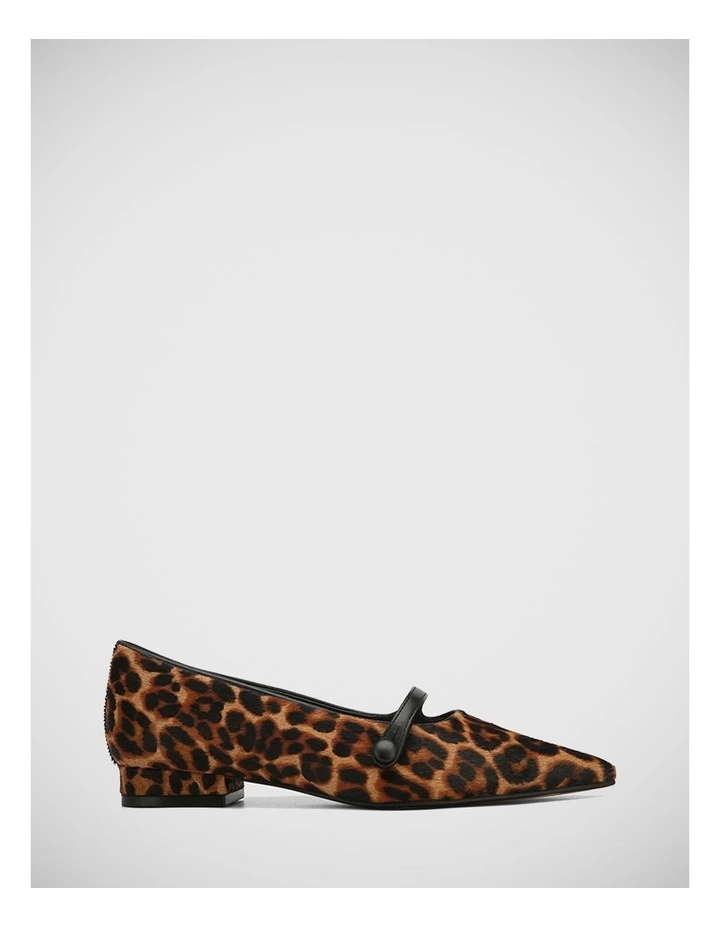 Milly Leather Flat in Cognac Leopard Print