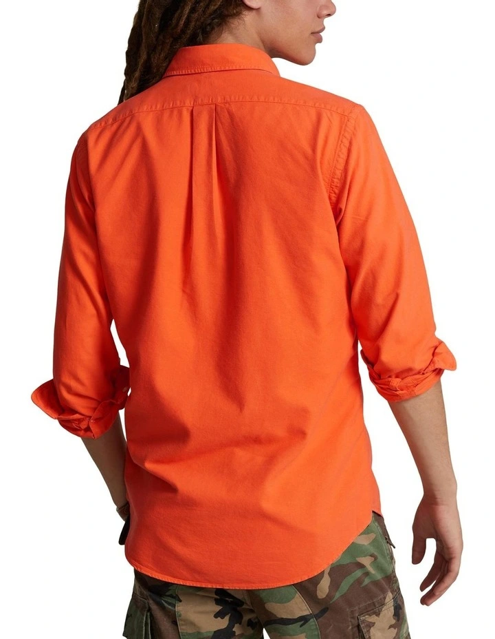 Classic Fit Garment-Dyed Oxford Shirt in Orange