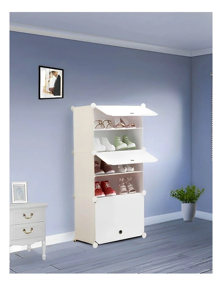 5 Tier White Shoe Rack Organizer in White