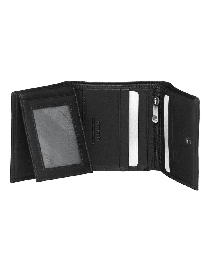 Leather Tri-Fold Wallet in Black
