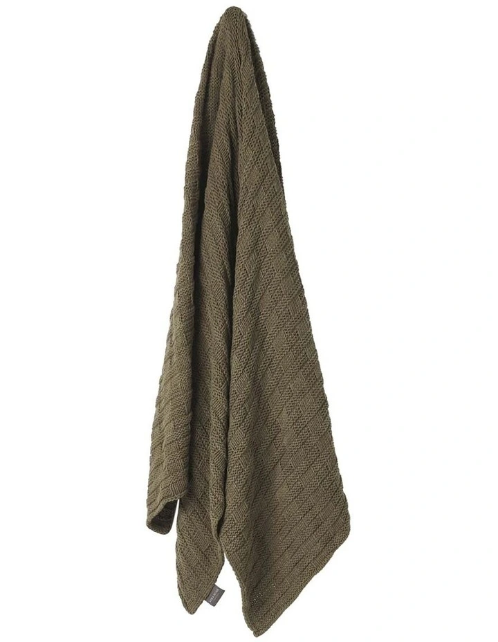 Basket Weave Throw in Khaki