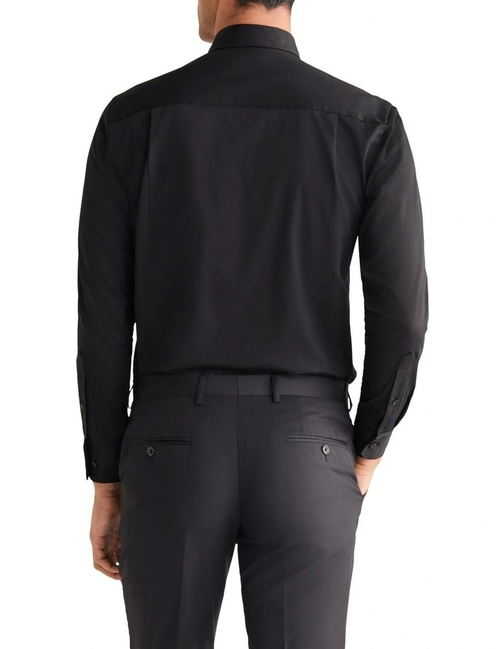 Slim Stretch Poplin Shirt in Black