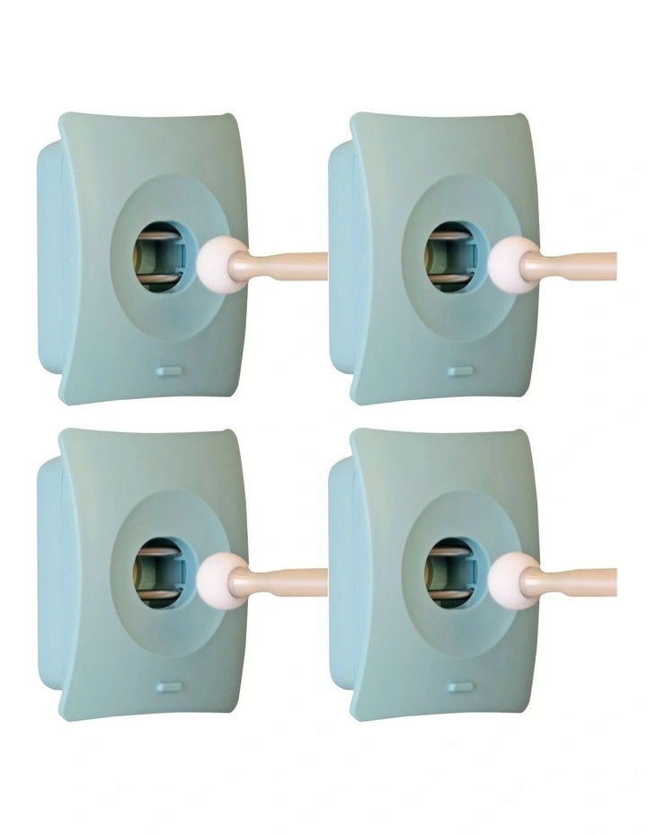 4x Wall Mount Catchhole and Door Stopper Set in Blue