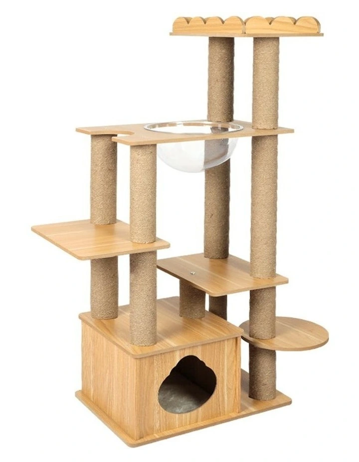 Cat Wood Scratching Tree Tower 130cm in Multi