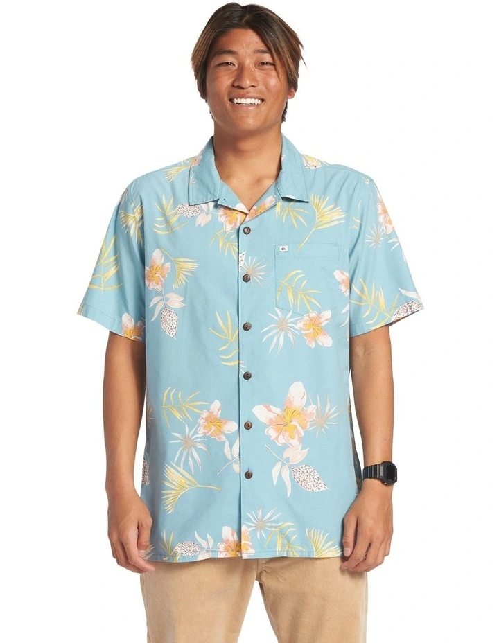 Tropical Floral Short Sleeve Shirt in Reef Waters
