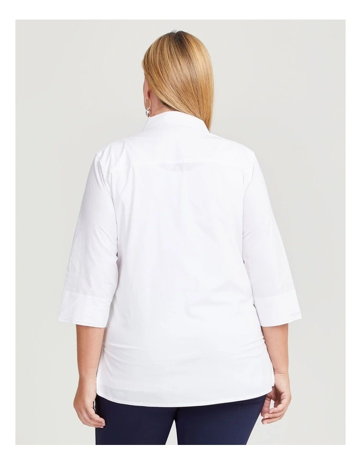 Stretch Cotton Poplin Shirt in White