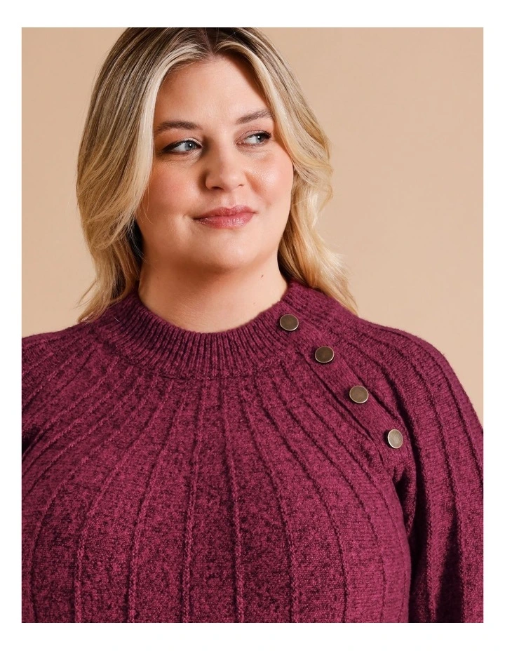 Rib Detail Circular Knit Jumper In Merlo