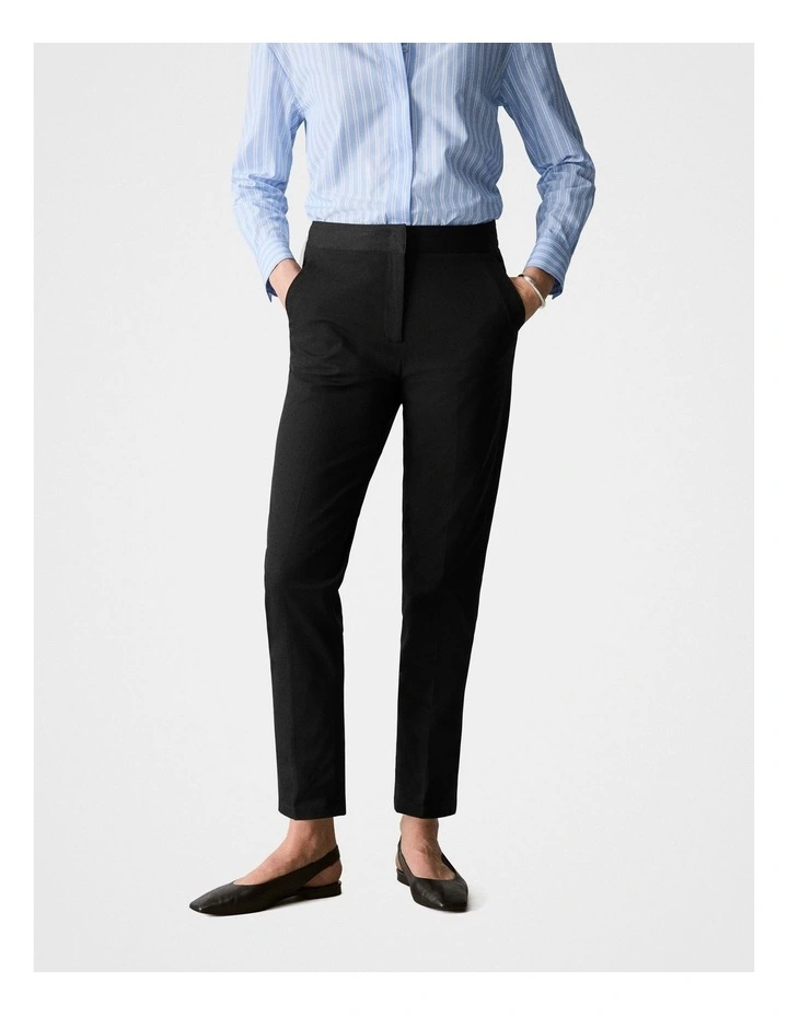 Cotton Blend Bi-stretch Pant in Black