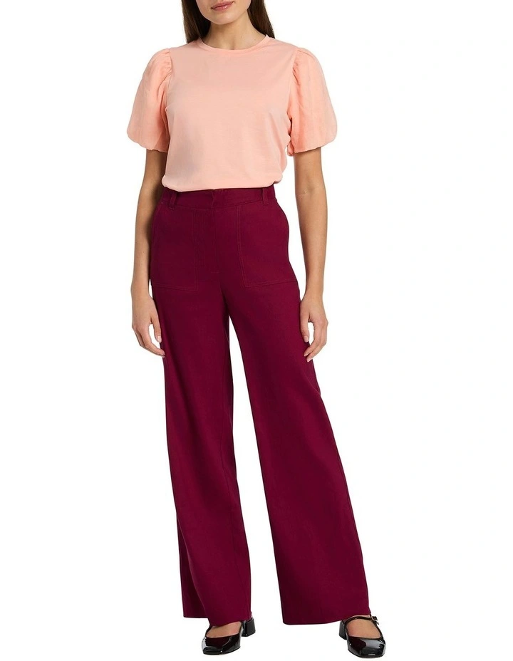 Hadie Puff Sleeve Tee in Champagne