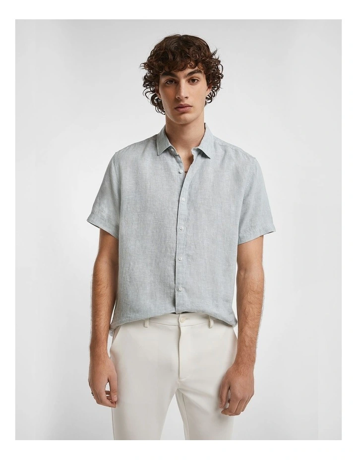 Lewis Pure Linen Shirt in Mint