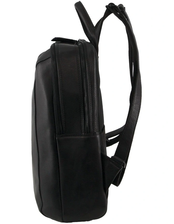 Leather Laptop Backpack in Black