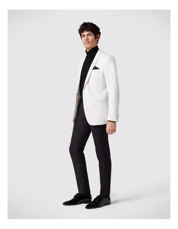 Slim Textured Detachable Shawl Collar Tuxedo in Ivory