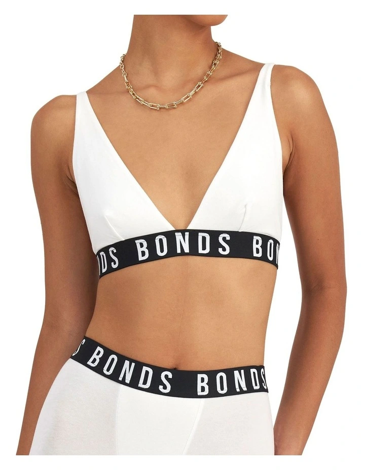 Icons Super Logo Deep V bralette Crop in White