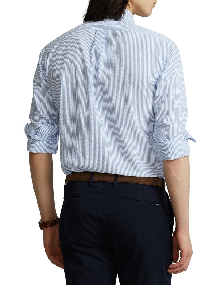 Classic Fit Seersucker Shirt in Blue