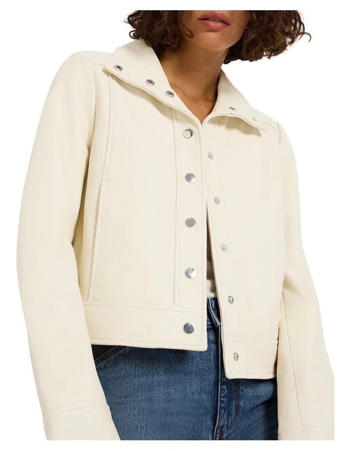 Kristen Leather Jacket in Ecru