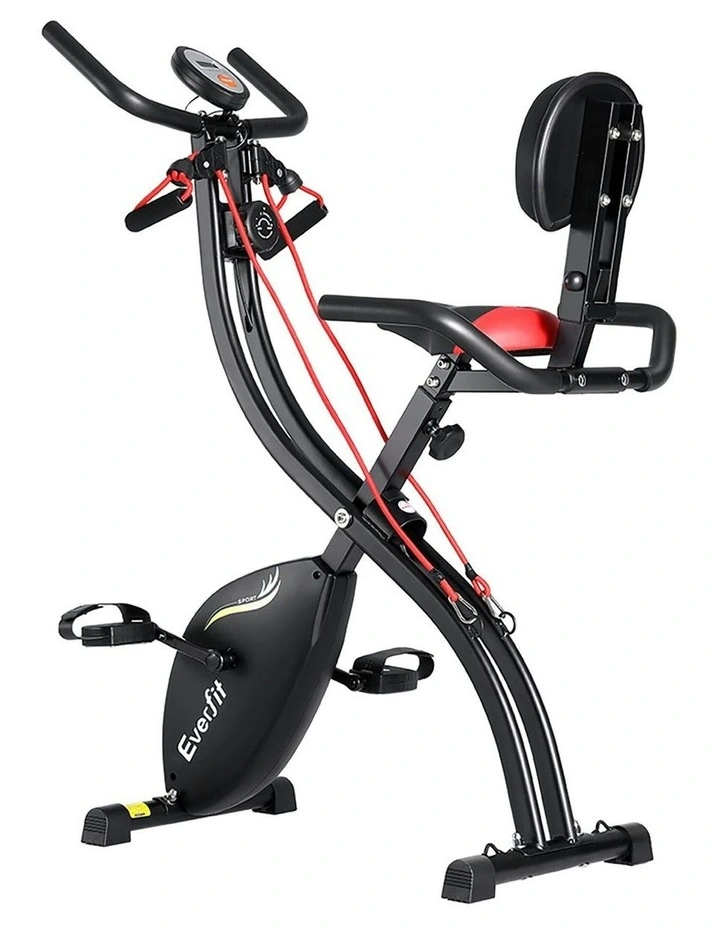 Folding Exercise Bike With Resistance Rope in Black