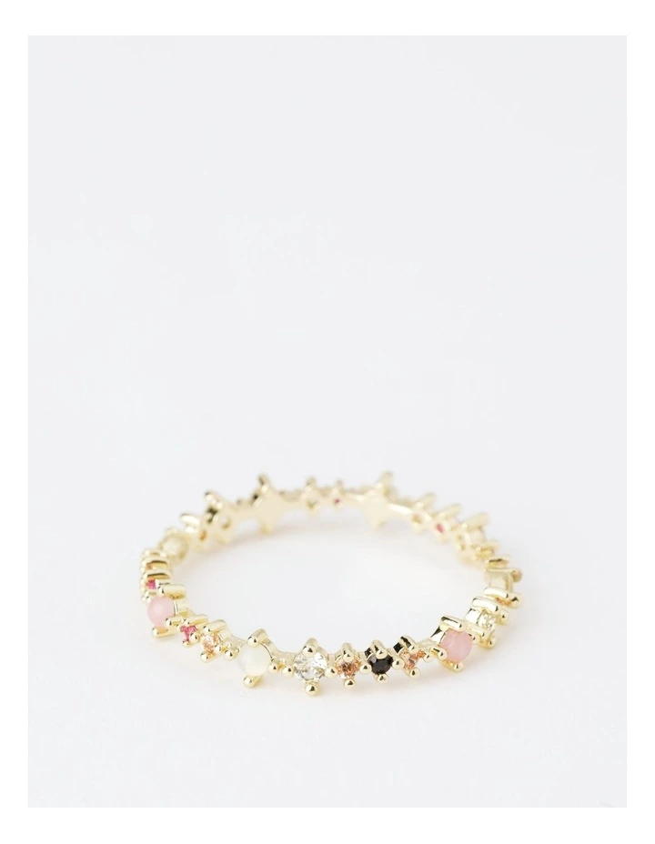 Mixed Stone Ring in Gold/Multi Pinks