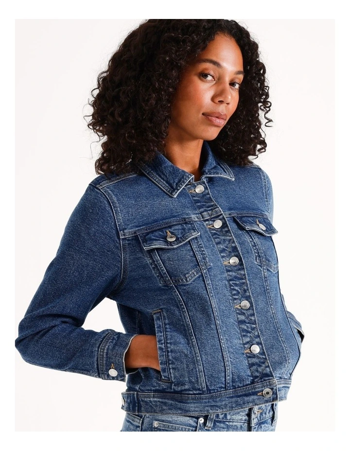 Organic Blend Denim Jacket in Marine