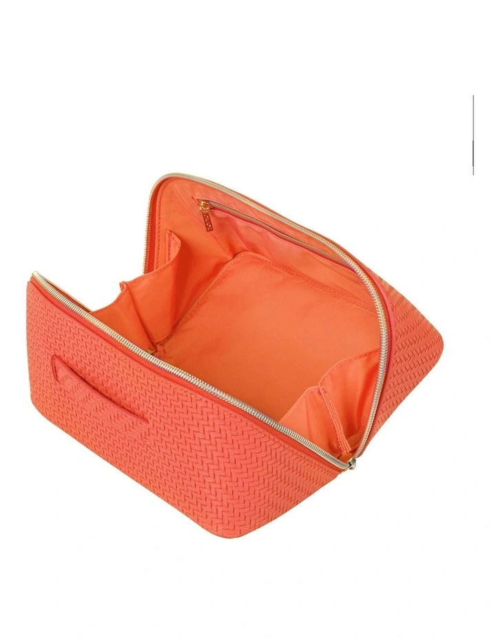 Herringbone Beauty Bag Large In Tangerine