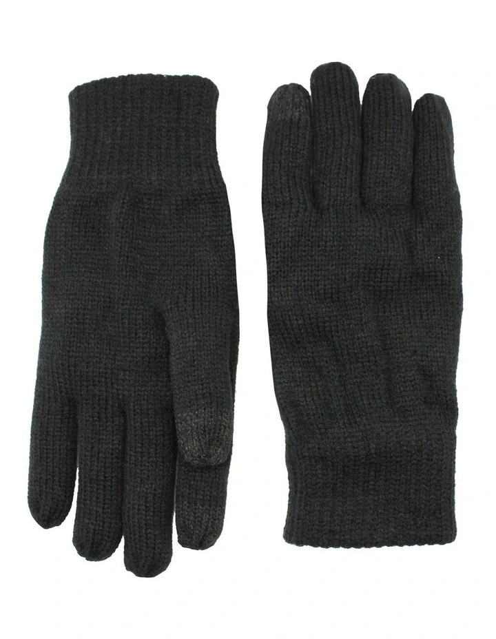 Thinsulate Lined Touchscreen Knit Gloves in Black
