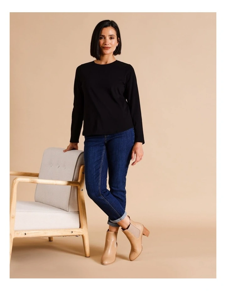 Organic Cotton Wardrobe Staple Long Sleeve Tee In Black