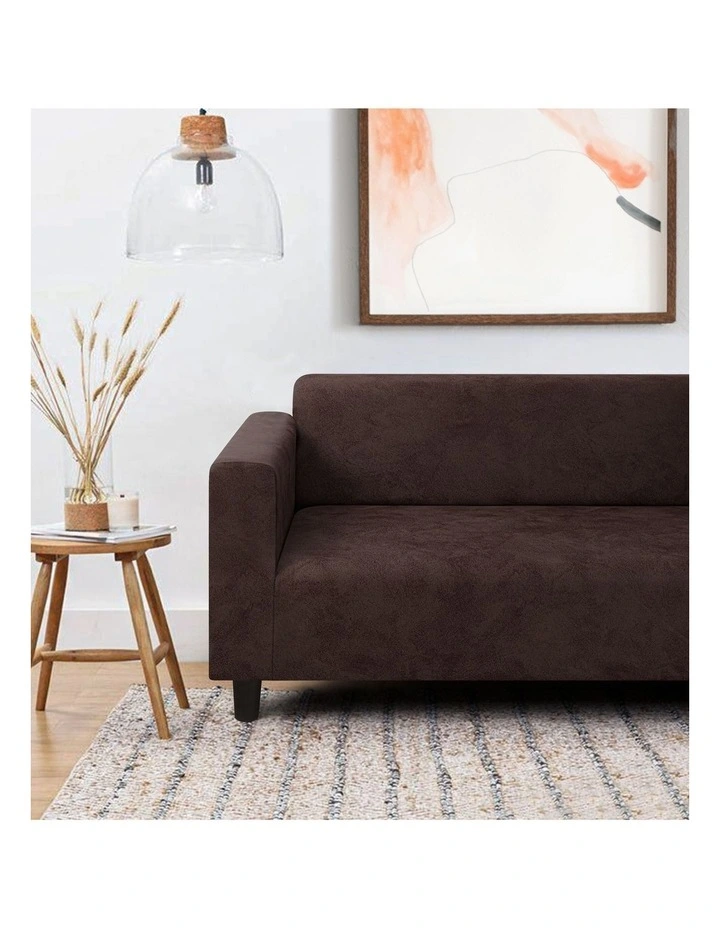 Premium Faux Leather 2 Seater Couch Sofa Cover in Dark Brown