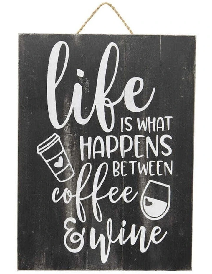Handmade Life Coffee Wine Sign Wall Art in Multi
