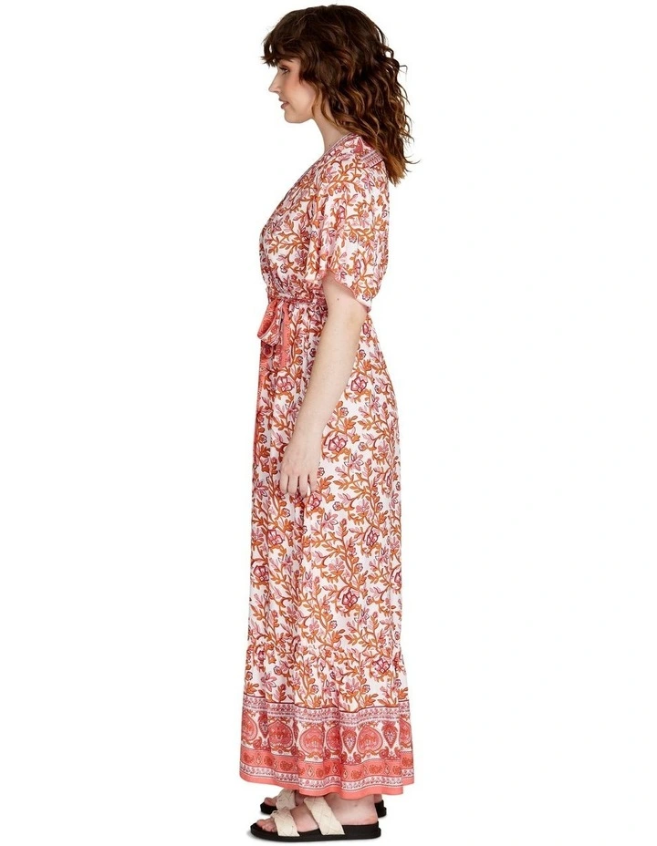 Ashley Midi Wrap Dress in Multi